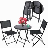 Cumpara ieftin Set Mobilier Terasa Balcon Pliant: Masa + 2 Scaune, Ideal Spatii Mici, Depozitare Facila