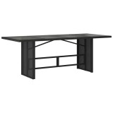 Masa gradina cu blat din sticla, negru, 190x80x74 cm, poliratan
