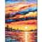 Tablou peisaj marin pictat manual, Apus de soare, 60x40cm ulei pe panza in cutit efect 3D