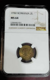 2 LEI 1950 MS 64 - GRADATA NGC,, Nichel