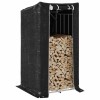 VidaxL Raft pentru lemn de foc cu capac de ploaie otel galvanizat 4104951