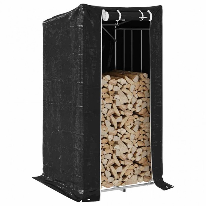 vidaxL Raft pentru lemn de foc cu capac de ploaie otel galvanizat 4104951