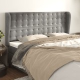 vidaXL Tăblie de pat cu aripioare gri deschis 203x23x118/128cm catifea