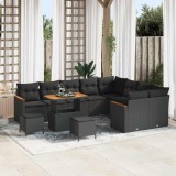 vidaXL Set de canapele pentru grădină 12 pcs Negru Rattan poli