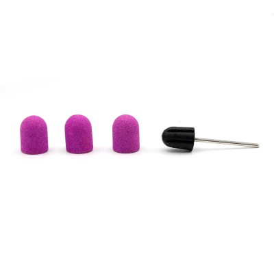 Set suport si 3 bucati rezerve smirghel pentru freza unghii, 13*19mm, granulatie 120, liliac foto