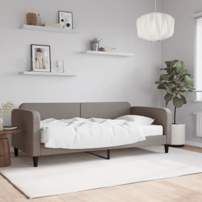 vidaXL Pat de zi cu saltea, gri taupe, 90x200 cm, textil 3196801 foto