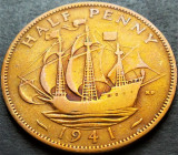 Cumpara ieftin Moneda istorica HALF PENNY - ANGLIA, anul 1941 *cod 2206 = GEORGIVS VI, Europa