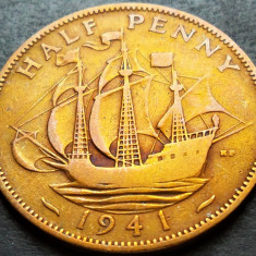 Moneda istorica HALF PENNY - ANGLIA, anul 1941 *cod 2206 = GEORGIVS VI