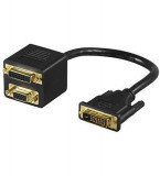 Cablu adaptor 24+1 DVI-I la DVI-I mama 24+1 si VGA mama Goobay