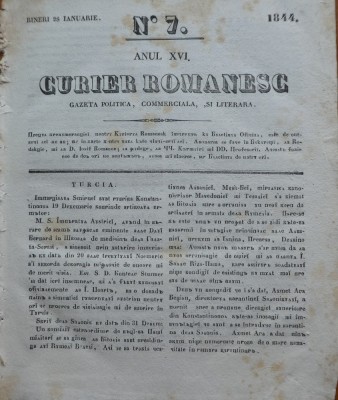 Curier romanesc , gazeta politica , comerciala si literara , nr. 7 din 1844 foto