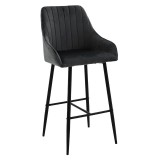 Cumpara ieftin Scaun de bar Patrin picioare metalice negre - culoare negru catifea