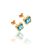 Cercei placati cu aur Blue Butterfly