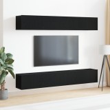 vidaXL Set de dulapuri TV - 4 piese - Montat pe perete &icirc;n stejar negru
