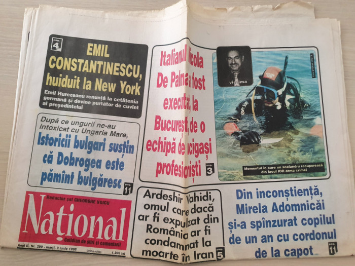 ziarul national 9 iunie 1998-campionatul mondial de fotbal,emil constantinescu