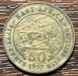 (A51) MONEDA DIN ARGINT EAST AFRICA - 50 CENTS / HALF SHILLING 1937, GEORGE VI