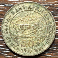 (A51) MONEDA DIN ARGINT EAST AFRICA - 50 CENTS / HALF SHILLING 1937, GEORGE VI