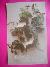 HOPCT 12264 ANUL 1918 POTCOAVA -FLORI-FRANTA -FELICITARE VECHE ---EUROPA - -ROMANTICA- -CIRCULATA