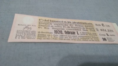 CUPOANE DE TREZORERIE CU REDUCERE 1920 UNGARIA foto