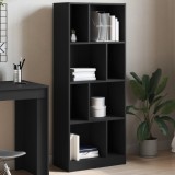 Biblioteca Gossi Neagra 57x28.5x141 cm Lemn Prelucrat, 8 Compartimente Depozitare, Rafturi Moderne Living