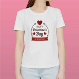 Tricou personalizat dama &quot;Happy Valentine&#039;s Day&quot;, Alb, Marime S