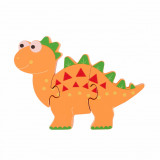 Cumpara ieftin Puzzle dinozaur din lemn - Stegosaurus, Orange Tree Toys