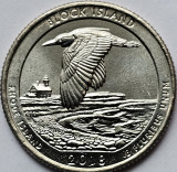 25 cents / quarter 2018 USA, Rhode Island, Block Island, unc, litera D, America de Nord