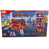 Parcare Pompieri Jucarie 38 Piese cu 4 Masini, Baieti/Fete 3+ Ani, Plastic Multicolor