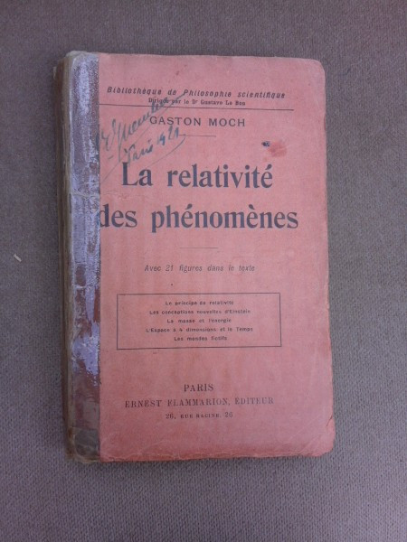 La relativite des phenomenes - Gaston Moch (carte in limba franceza)