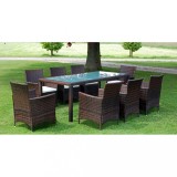 vidaXL Set mobilier de exterior cu perne, 9 piese, maro, poliratan 43117