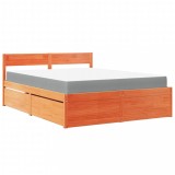 Cumpara ieftin Pat cu sertare saltea, maro ceruit, 140x200 cm, lemn masiv pin