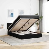 Cumpara ieftin Cadru pat otoman cu saltea, catifea neagră 140x200cm