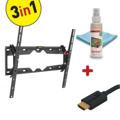 KIT Suport perete LCD/Plasma plat/curbat Barkan, Tilt + Screen Cleaner + HDMI Cable, Max. Weight:50 KG, VESA up to 400x400mm, Screen Cleaning Kit - Ec foto