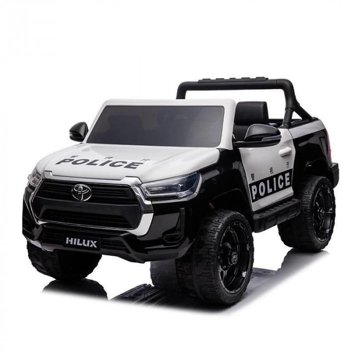 Masinuta electrica de politie, Toyota Hilux 4x4 180W 12V 14Ah PREMIUM, culoare Alba