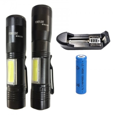 Mini Lanterna LED 1W+1W COB LED Acumulator Zoom Clips MX542COB XXM foto