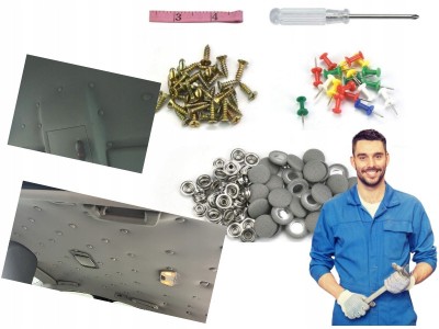 Kit de reparatie plafon auto, pentru orice masina Gri - 60 piese foto