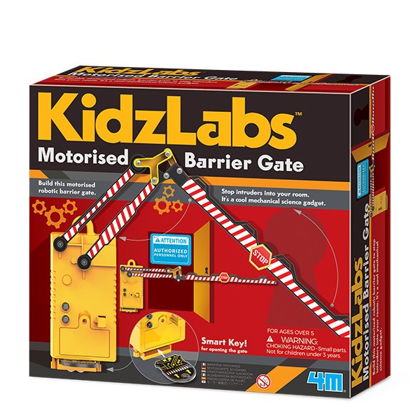 Kit constructie bariera motorizata, Motorised Barrier Gate, KidzLabs, 4M