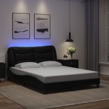 VidaXL Cadru de pat cu lumini LED, negru, 120x200 cm, piele ecologică
