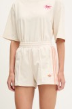 Adidas Originals pantaloni scurți Shorts culoarea bej, cu imprimeu, high waist, KC0681