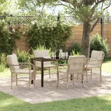 VidaXL Set de masă pentru grădină cu pernă 5 pcs Bej Rattan poli 3380227