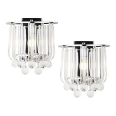 Set 2 buc lampa perete Alnwick 24x22x15cm 1xE14 40W metal plastic culoarea cromului [lux.pro] HausGarden Leisure