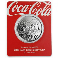 Moneda argint lingou + livrare GRATIS , Coca Cola Mos Craciun 1 uncie foto