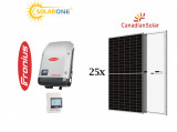 Kit sistem fotovoltaic 15 kW trifazat, invertor Fronius si 25 panouri Canadian Solar 600W