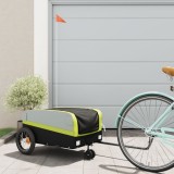 VidaXL Remorcă pentru biciclete, negru și verde, 30 kg, fier