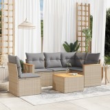 vidaXL Set canapele de grădină, 6 piese, cu perne, bej, poliratan 3225982