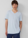 s.Oliver Tricou barbati cu decolteu in V, Regular fit, din bumbac, Albastru deschis, S