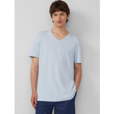 s.Oliver Tricou barbati cu decolteu in V, Regular fit, din bumbac, Albastru