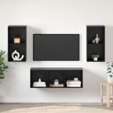 vidaXL Set dulap TV 3 pcs Stejar negru 37 x 37 x 107 cm Lemn compozit