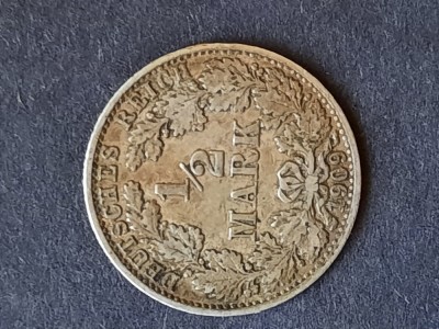 1/2 Mark 1909, litera A, Germania - B 5886 foto