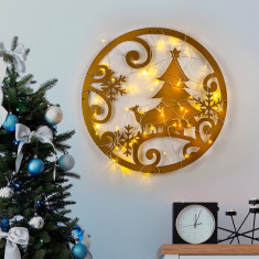 Decoratiune de luminoasa XMASGOLD-027, Tanelorn, 60x60 cm, metal, auriu