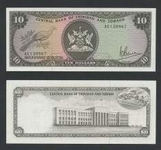 TRINIDAD SI TOBAGO █ bancnota █ 10 Dollars █ L. 1964 (1977) █ P-32 █ UNC